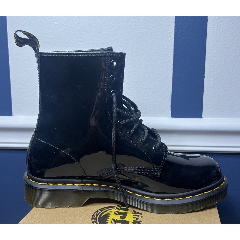 Dr. Doc Martens 1460W Black Leather Combat Boots Women's 9 - Picture 4 of 7